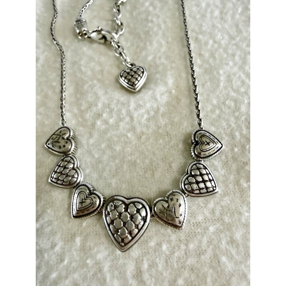 Brighton Enchanted Hearts Necklace Silver 17"-19" Excellent!